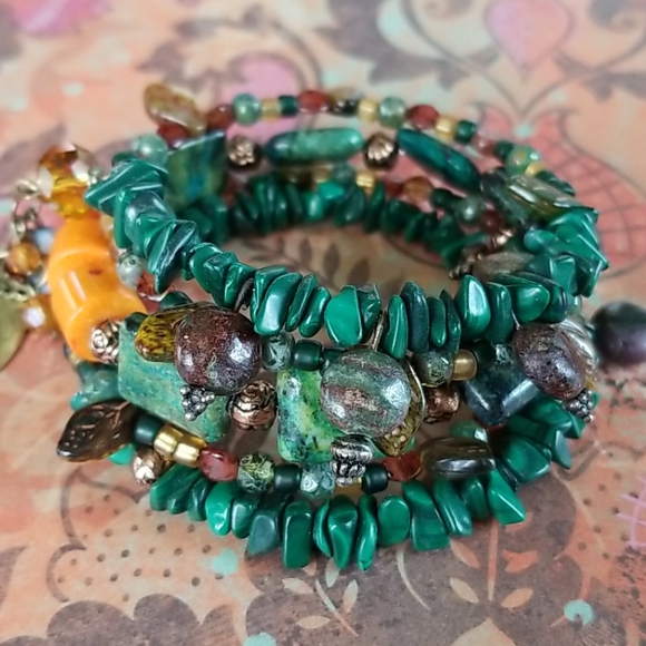 NWT Semi-precious Stone Beaded Wrap Bracelet - Picture 5 of 16
